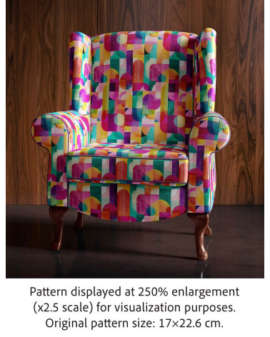 Retro geo 01 – bright retro geometric fabric | Mamidu