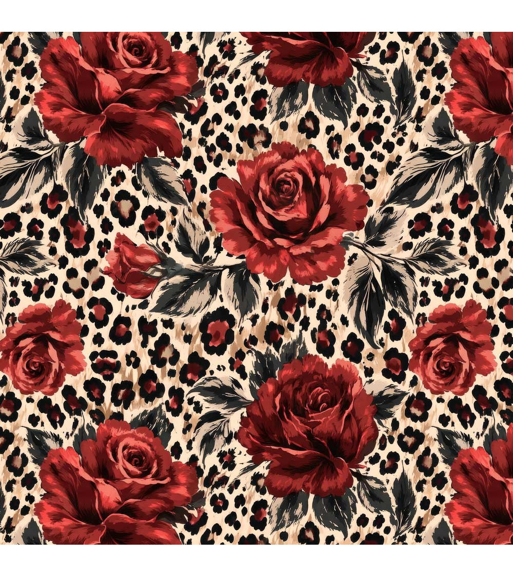 Rose leopard 02 – rote Rosen auf Leopard | Mamidu