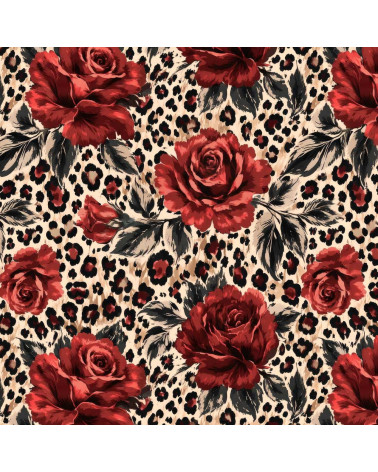 Rose leopard 02 – rote Rosen auf Leopard | Mamidu