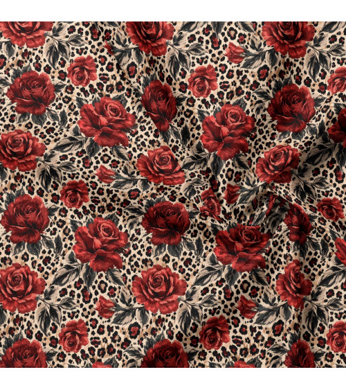 Rose leopard 02 – rote Rosen auf Leopard | Mamidu