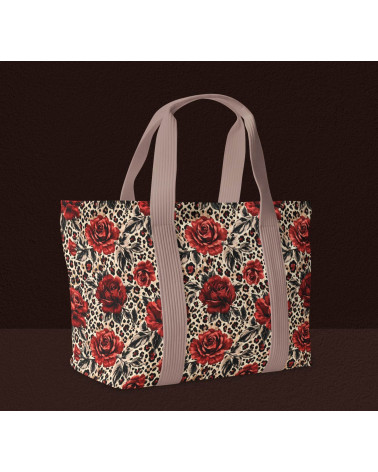 Rose leopard 02 – rote Rosen auf Leopard | Mamidu