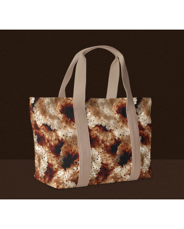 Sepia bloom 01 – sepia speckled floral fabric | Mamidu