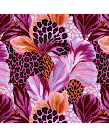 Wild bloom 01 – kwiaty z panterką, magenta | Mamidu