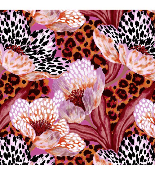 Wild bloom 02 – kwiaty i panterka na różu | Mamidu
