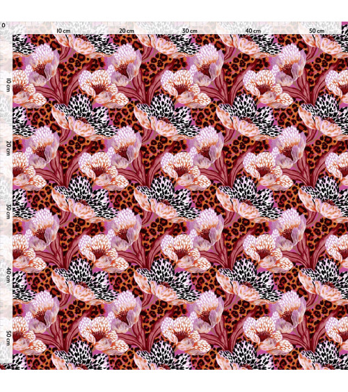 Wild bloom 02 – pink leopard floral fabric | Mamidu
