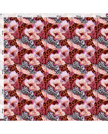 Wild bloom 02 – pink leopard floral fabric | Mamidu