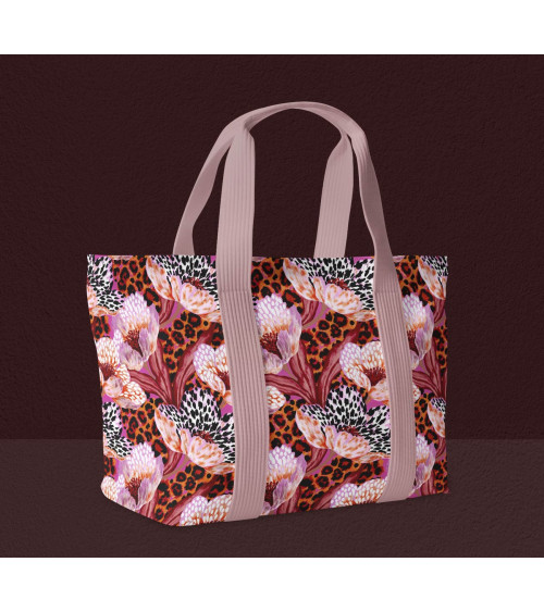 Wild bloom 02 – pink leopard floral fabric | Mamidu