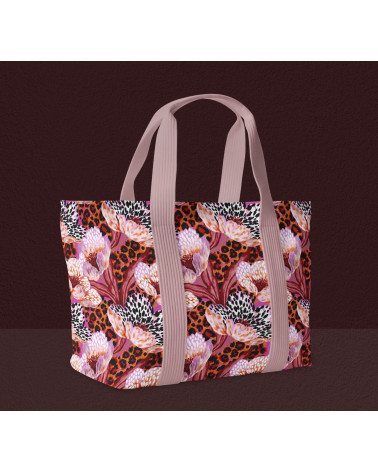Wild bloom 02 – pink leopard floral fabric | Mamidu
