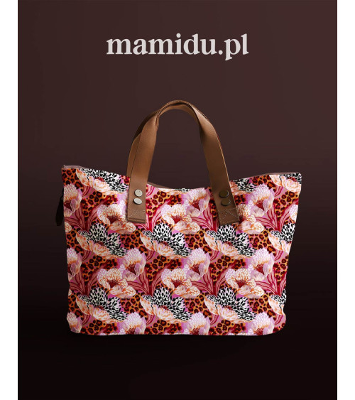 Wild bloom 02 – pink leopard floral fabric | Mamidu
