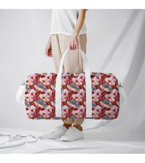 Wild bloom 02 – pink leopard floral fabric | Mamidu