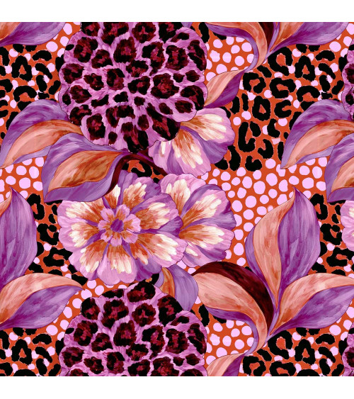 Wild bloom 03 – fioletowe kwiaty, panterka | Mamidu