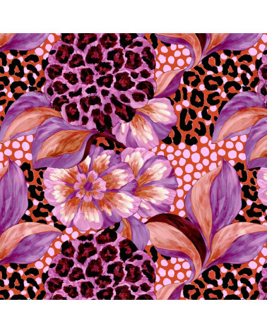 Wild bloom 03 – fioletowe kwiaty, panterka | Mamidu