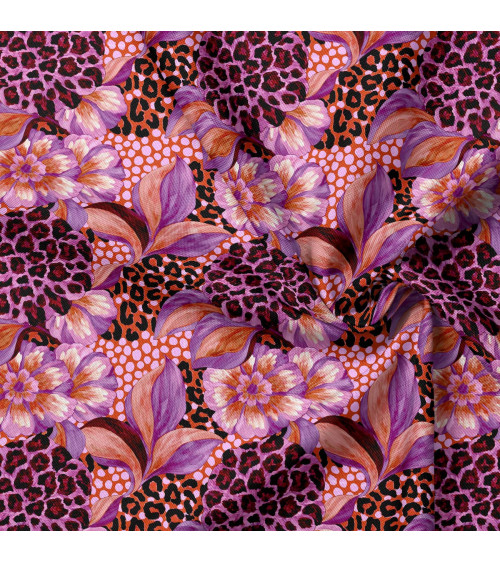 Wild bloom 03 – fioletowe kwiaty, panterka | Mamidu