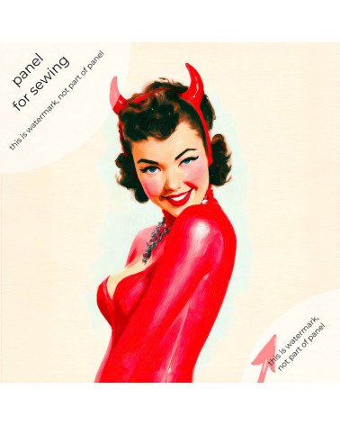 Devil Pinup 01 – retro devil pin-up fabric panel | Mamidu