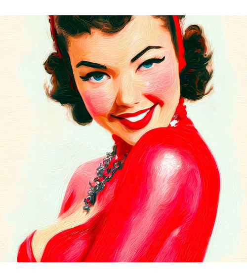 Devil Pinup 01 – retro devil pin-up fabric panel | Mamidu