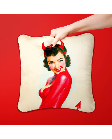 Devil Pinup 01 – retro devil pin-up fabric panel | Mamidu