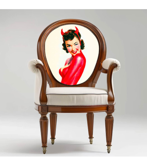 Devil Pinup 01 – retro devil pin-up fabric panel | Mamidu