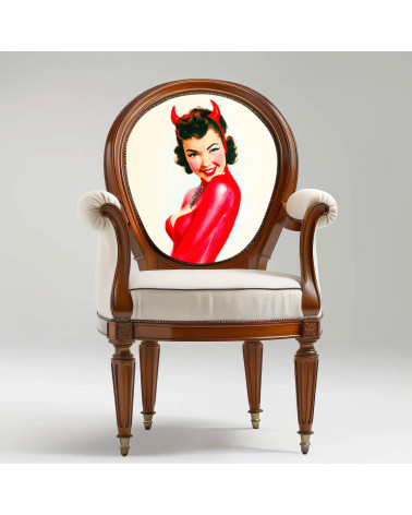 Devil Pinup 01 – retro devil pin-up fabric panel | Mamidu