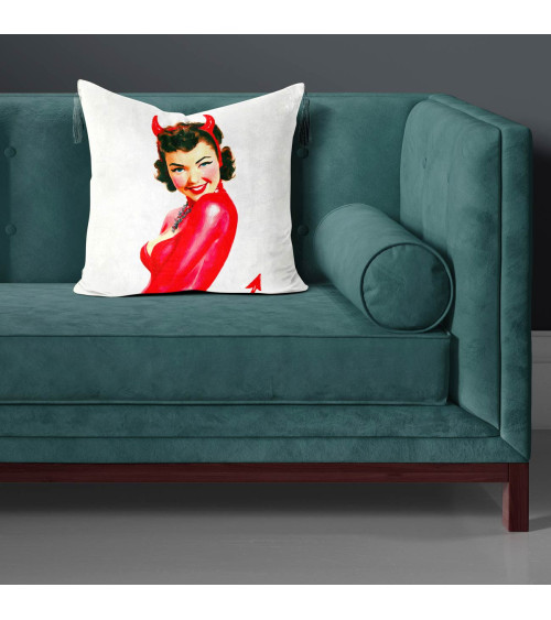 Devil Pinup 01 – retro devil pin-up fabric panel | Mamidu