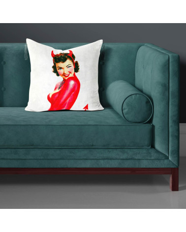 Devil Pinup 01 – retro devil pin-up fabric panel | Mamidu