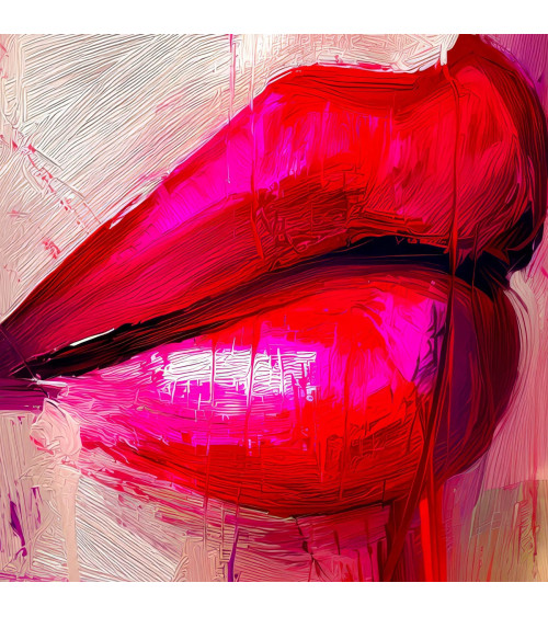 Abstract Lips 01 – abstract red lips fabric panel | Mamidu