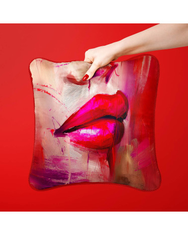 Abstract Lips 01 – abstract red lips fabric panel | Mamidu