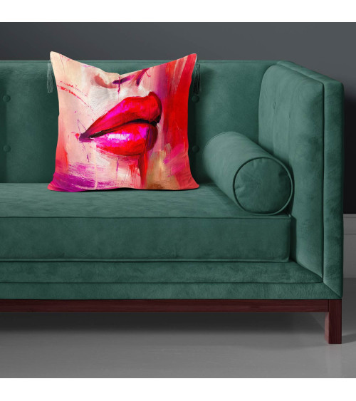 Abstract Lips 01 – abstract red lips fabric panel | Mamidu