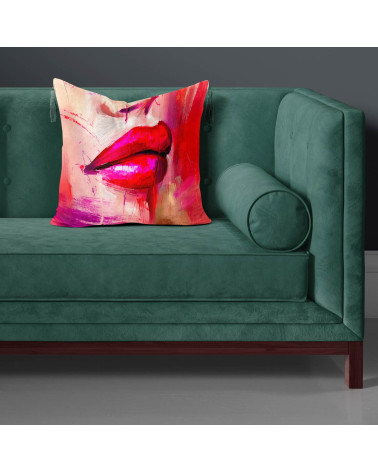 Abstract Lips 01 – abstract red lips fabric panel | Mamidu