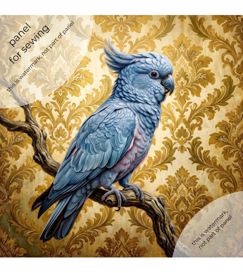 Blue Cockatoo 01 – blue cockatoo on gold damask | Mamidu