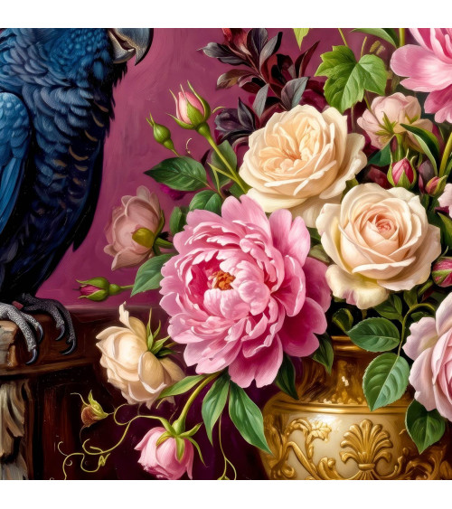 Cockatoo Roses 01 – cockatoo and peonies still life | Mamidu