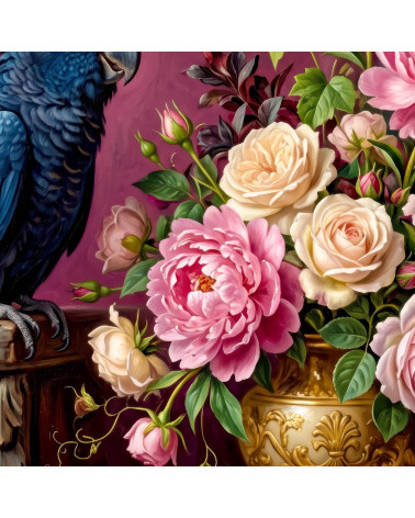 Cockatoo Roses 01 – cockatoo and peonies still life | Mamidu