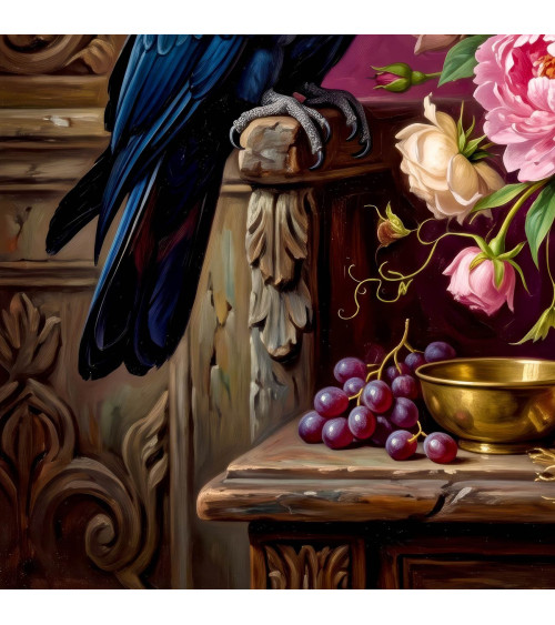 Cockatoo Roses 01 – cockatoo and peonies still life | Mamidu
