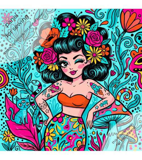 Doodle Pinup 01 – doodle pin-up on turquoise | Mamidu