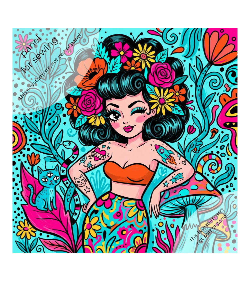 Doodle Pinup 01 – pin-up doodle na turkusie | Mamidu