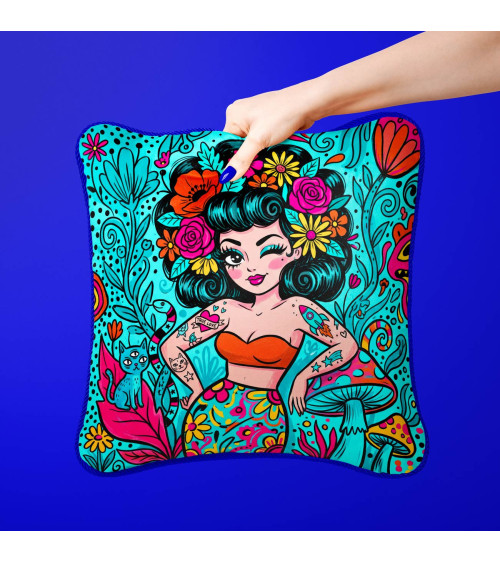 Doodle Pinup 01 – pin-up doodle na turkusie | Mamidu