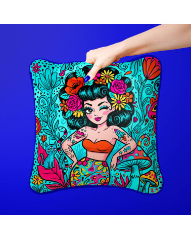 Doodle Pinup 01 – pin-up doodle na turkusie | Mamidu
