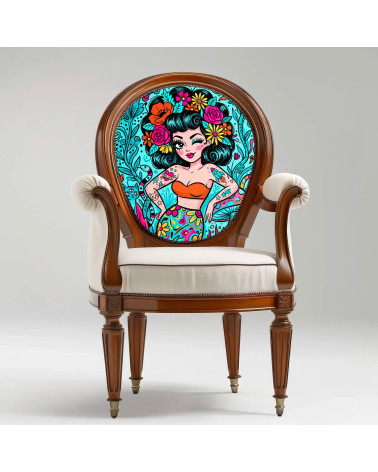 Doodle Pinup 01 – pin-up doodle na turkusie | Mamidu