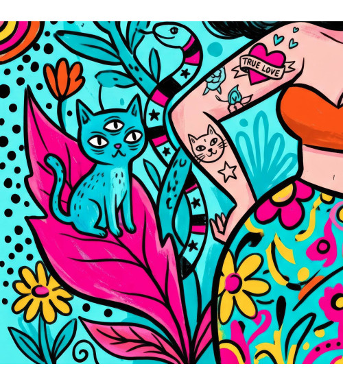 Doodle Pinup 01 – pin-up doodle na turkusie | Mamidu