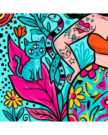 Doodle Pinup 01 – pin-up doodle na turkusie | Mamidu