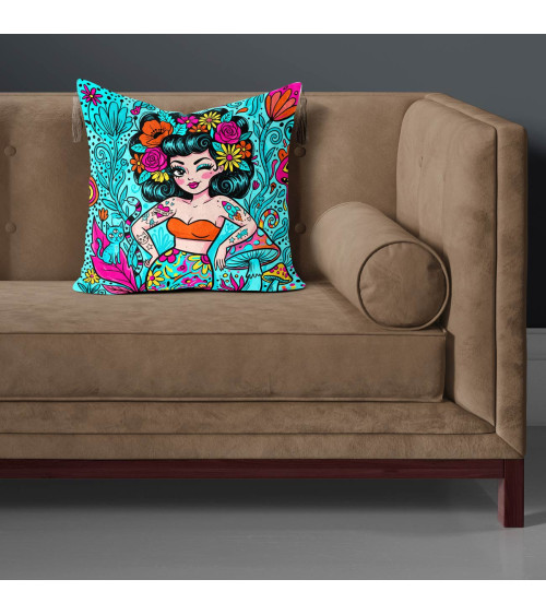 Doodle Pinup 01 – pin-up doodle na turkusie | Mamidu