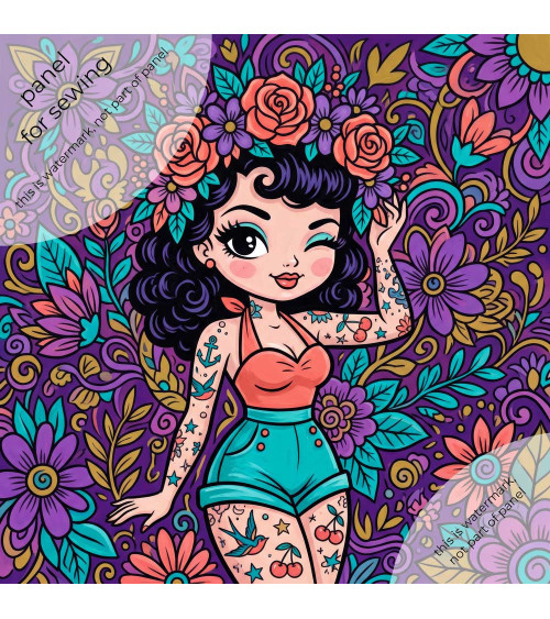 Doodle Pinup 02 – doodle pin-up on purple | Mamidu