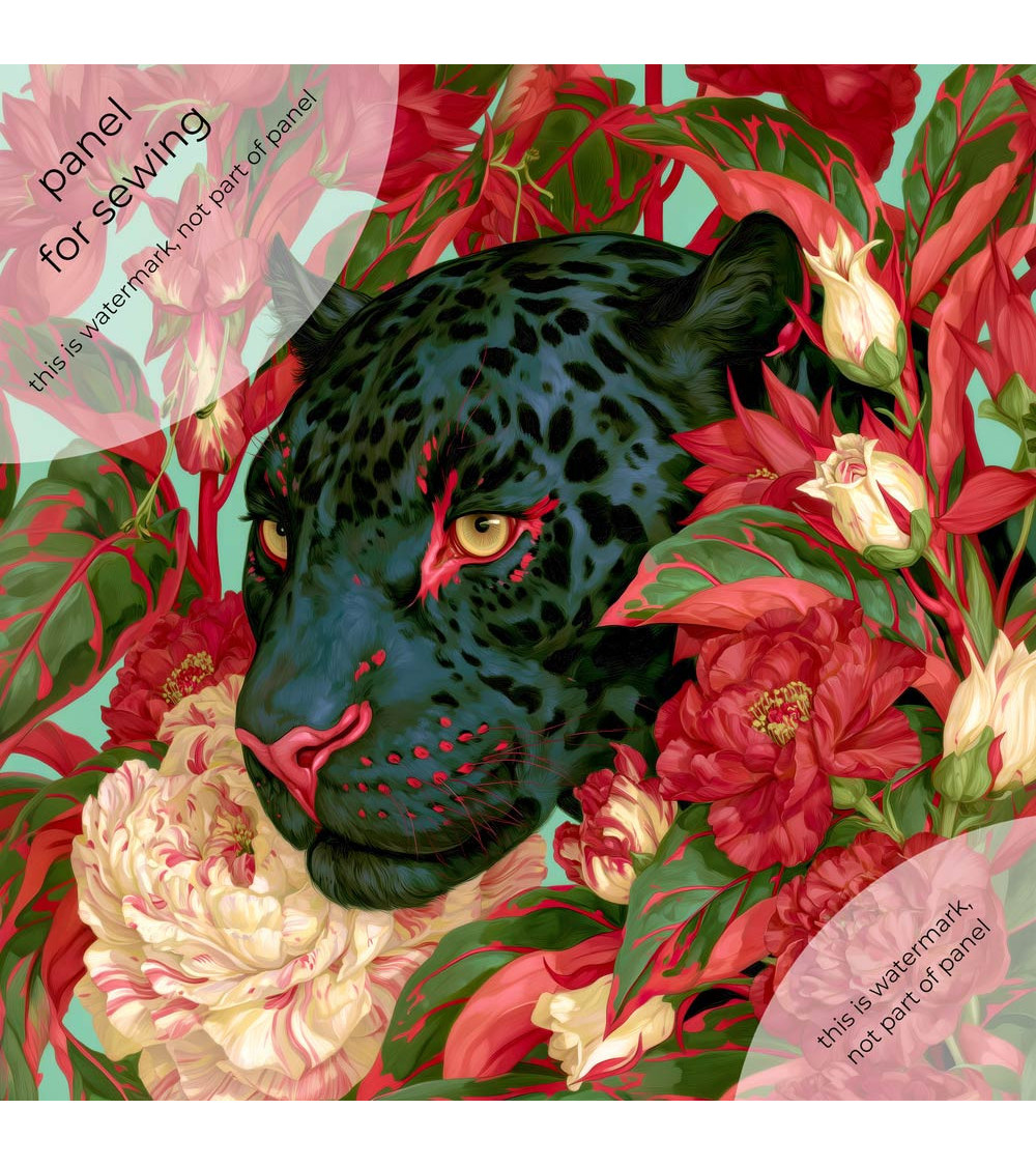 Floral Panther 01 – black panther floral panel | Mamidu