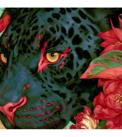 Floral Panther 01 – black panther floral panel | Mamidu