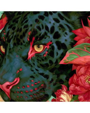 Floral Panther 01 – black panther floral panel | Mamidu