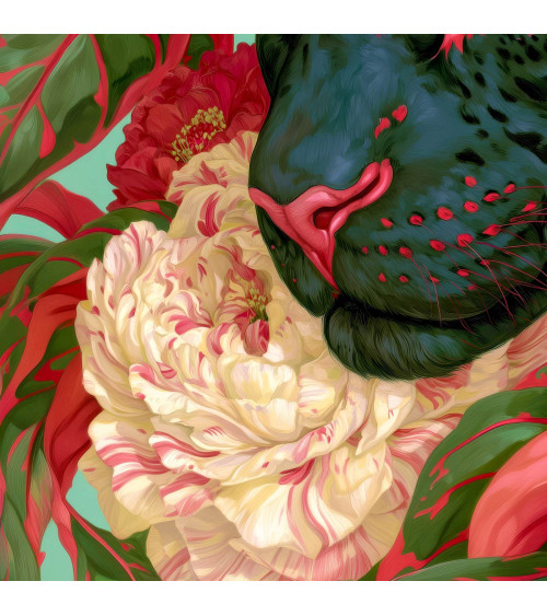 Floral Panther 01 – black panther floral panel | Mamidu