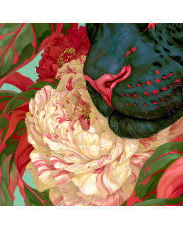 Floral Panther 01 – black panther floral panel | Mamidu