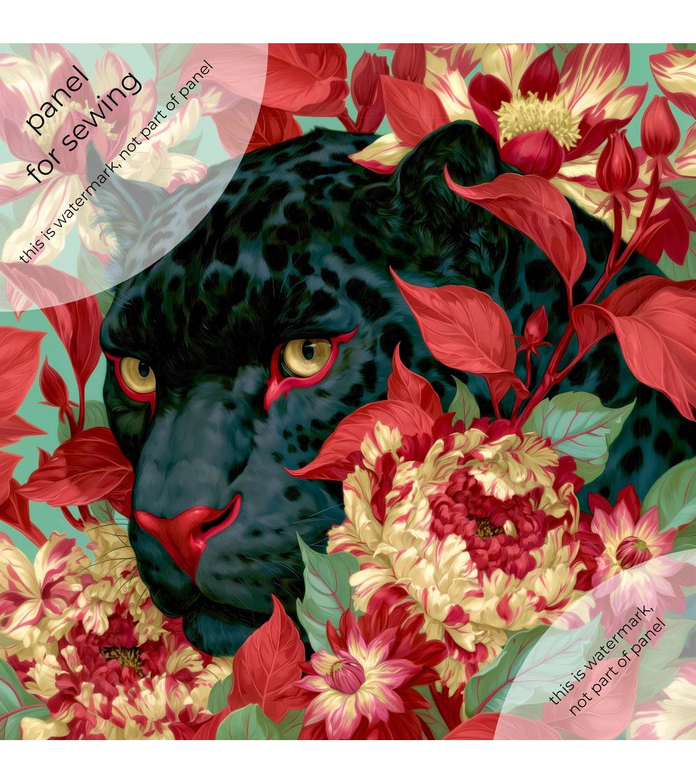 Floral Panther 02 – black panther and peonies | Mamidu
