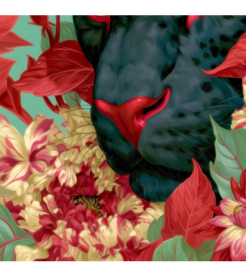 Floral Panther 02 – black panther and peonies | Mamidu