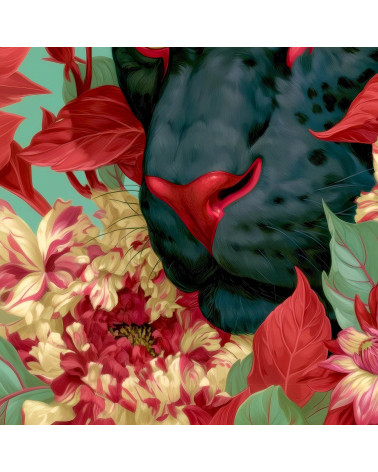 Floral Panther 02 – black panther and peonies | Mamidu