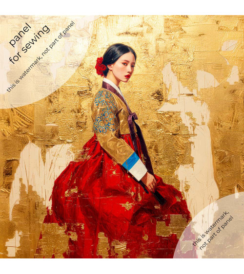 Golden Hanbok 01 – woman in hanbok on gold leaf | Mamidu